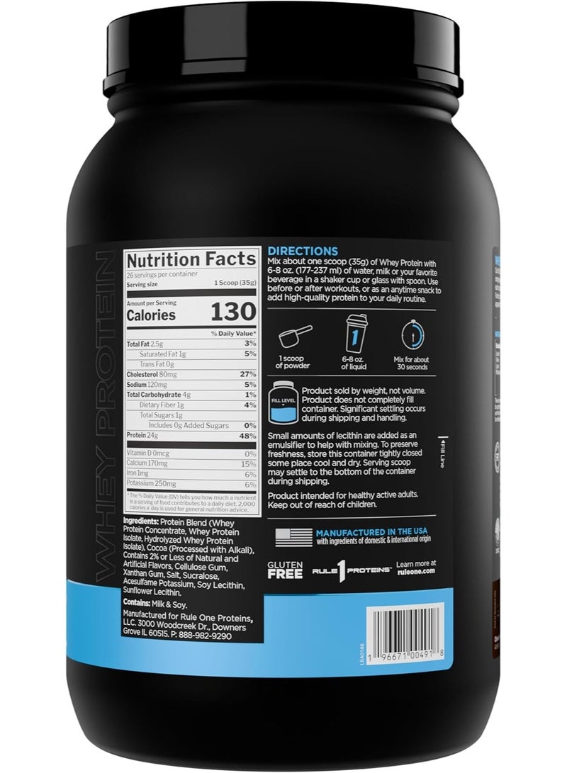 Rule1 whey Protein Chocolate Fudge, 2.01 LB, Fast-Acting 24g Protein Per Serving - Image 2